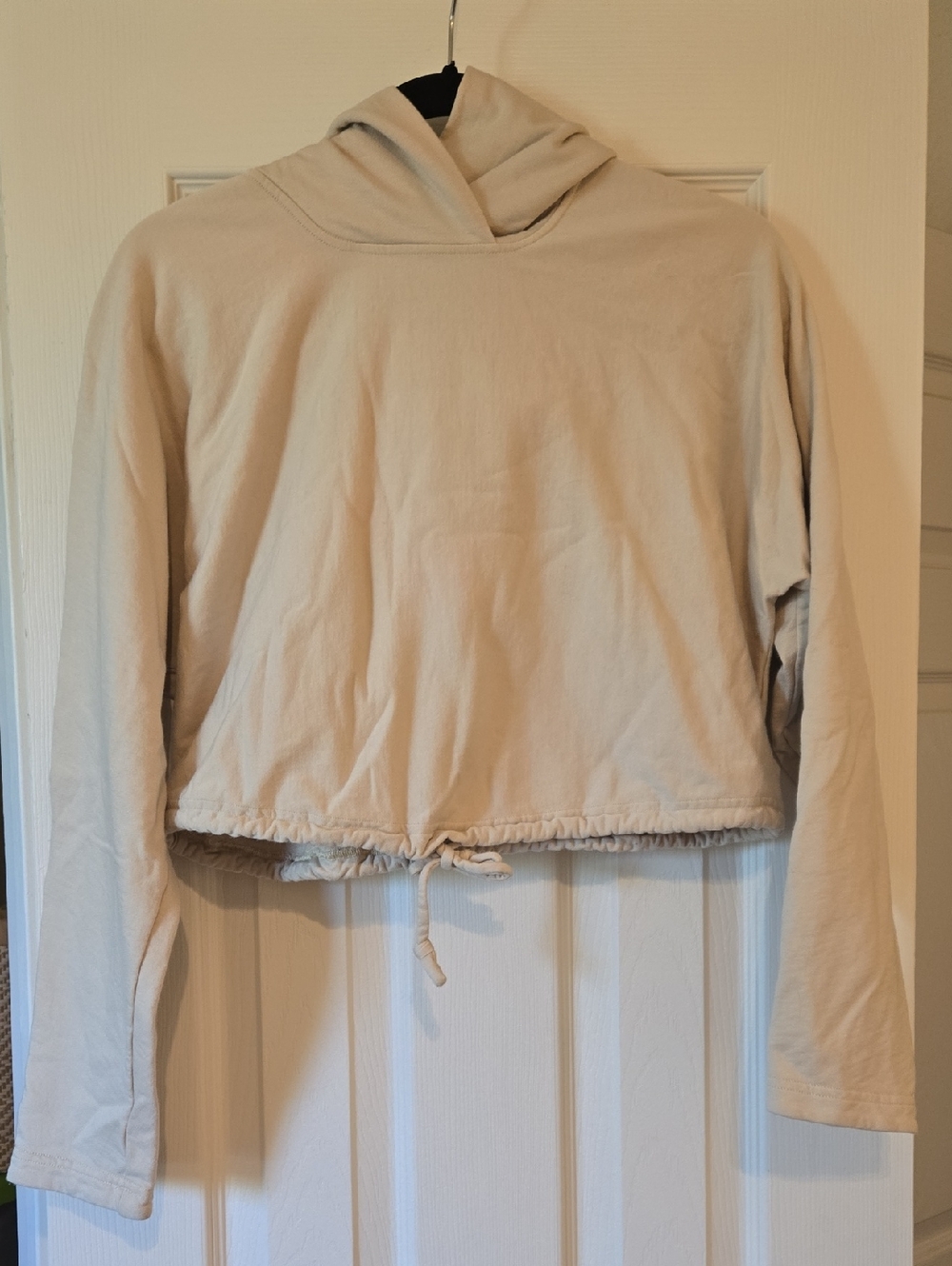 Cream Cropped Hoodie